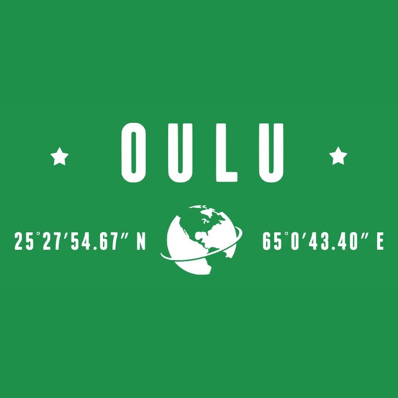Oulu Coordonnées GPS Typographie Blanc