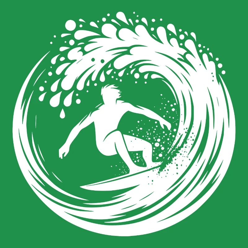 Surfeur élégant surfant dans une grosse vague