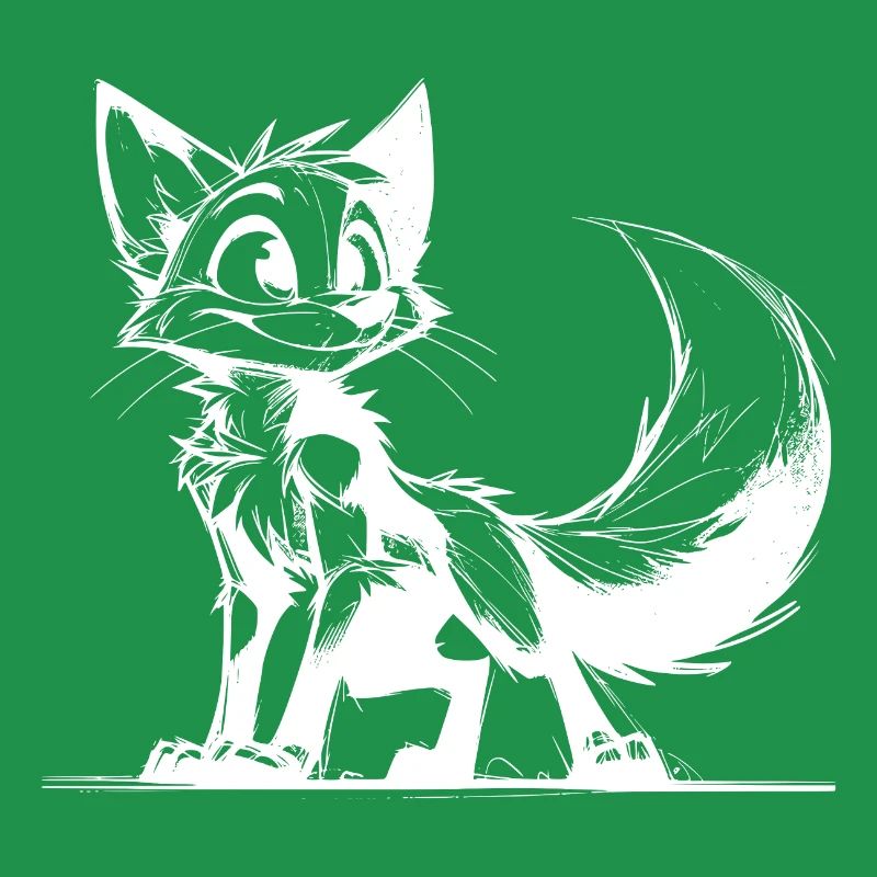 Smiling cunning fox stroke Drawing