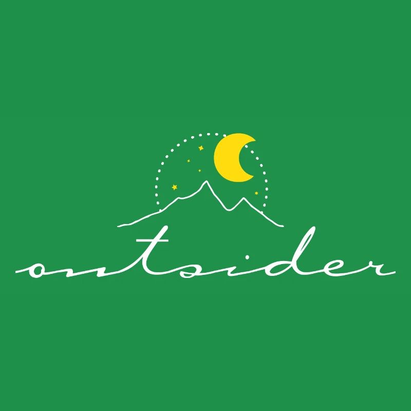 Outsider – minimalistisches Design Berge Mond Boho
