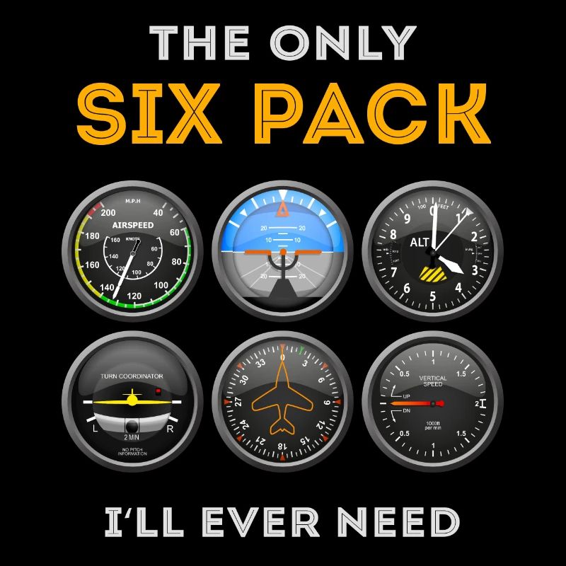 Pilot Aviation Flugzeug Flieger Shirt Sixpack