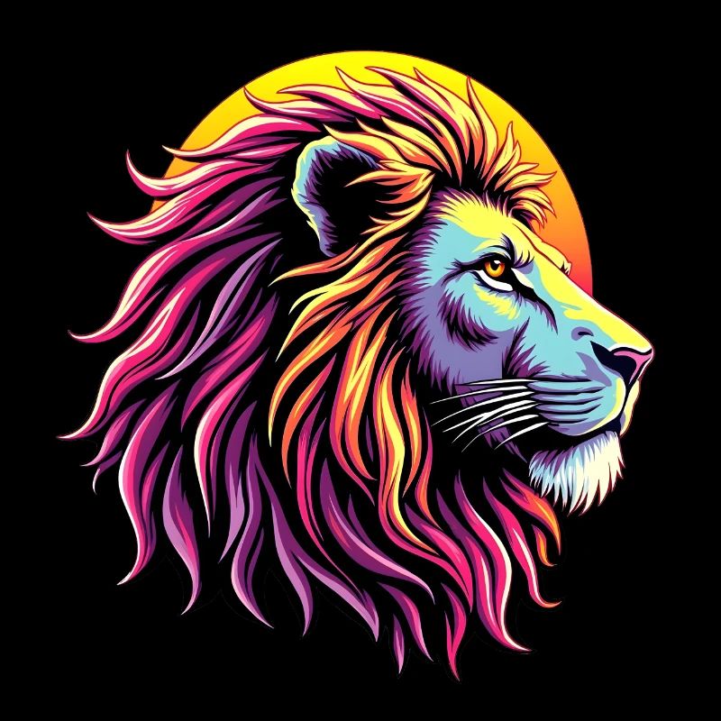 Synthwave Lion
