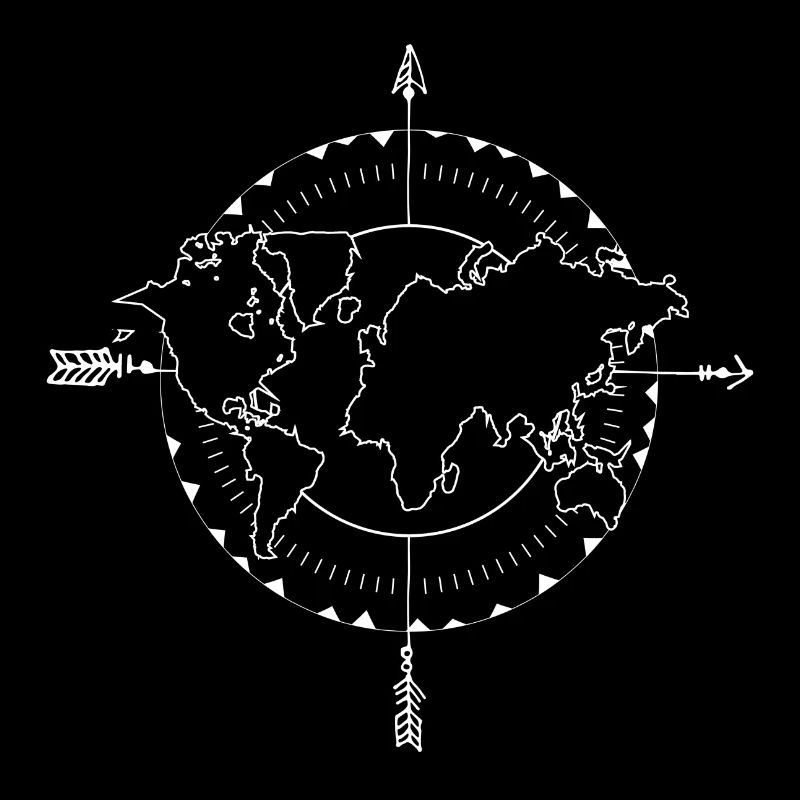 Compass World Map Map Gift Travel