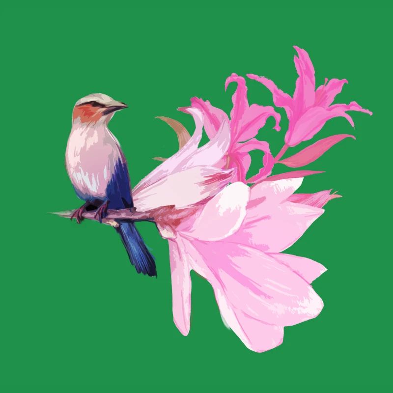 Oiseau avec des fleurs