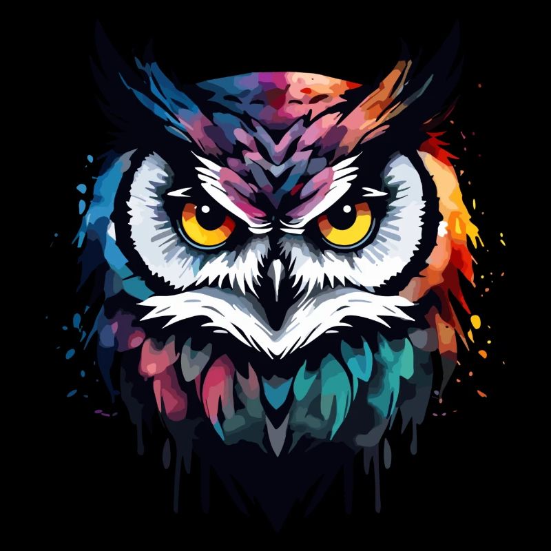 Eule coole bunte Federn cooler cooler Vogel