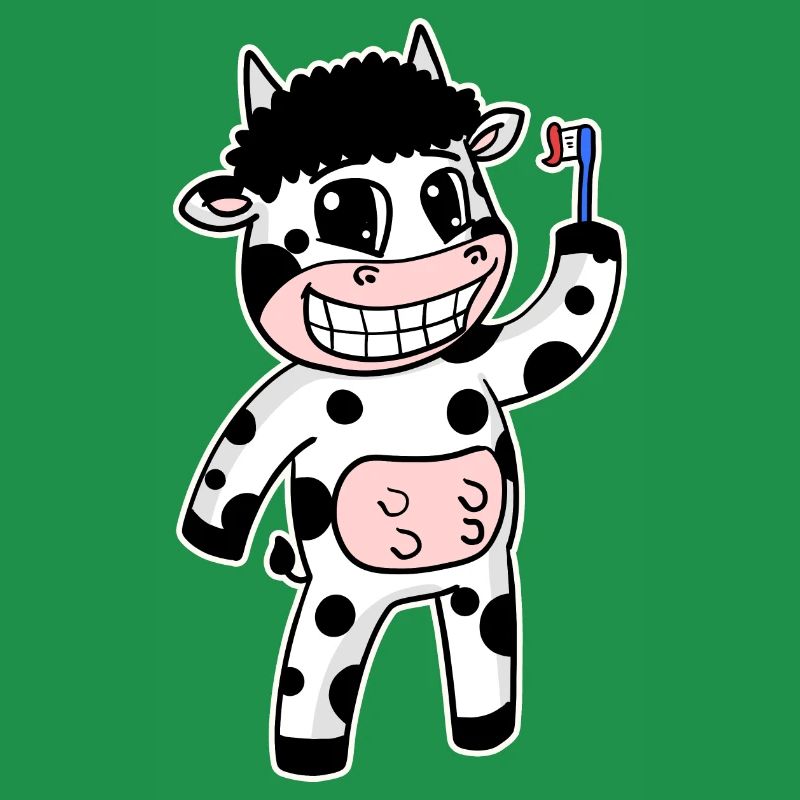 Vache avec brosse à dents