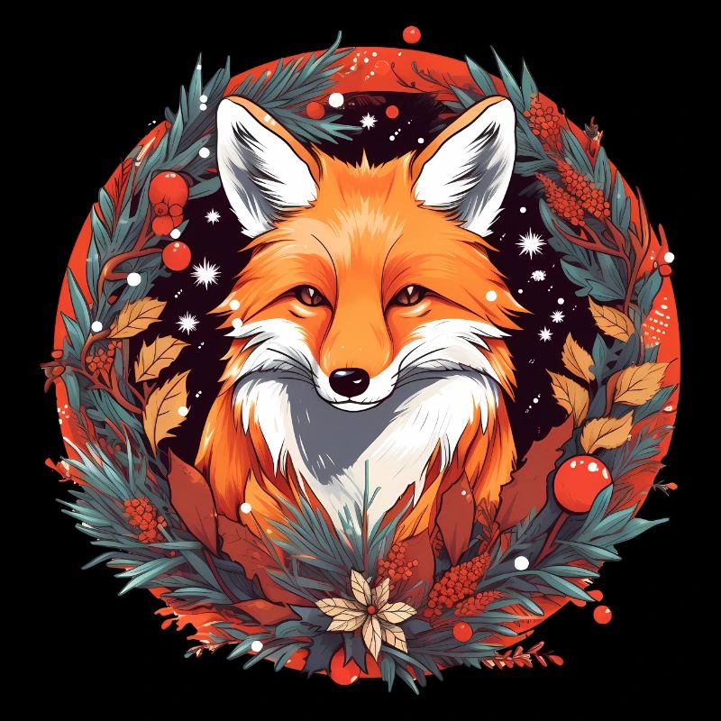 Fox With Xmas elements, Love Foxes
