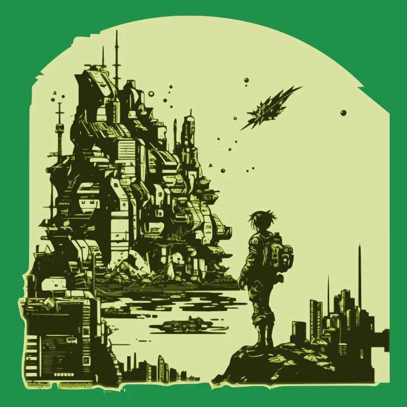 Bande dessinée de science-fiction dans un style rétro 8 bits