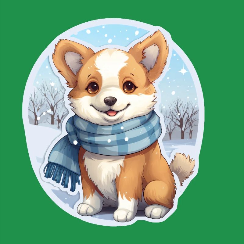 Welsh Corgi avec écharpe