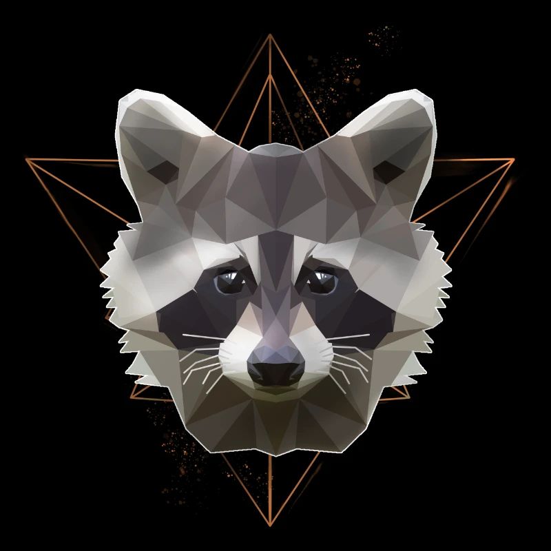 Low Poly Art Waschbär Racoon Cooles Polygon