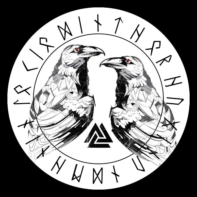 Hugin und Munin Odins Raben Walhalla Runen Valknut