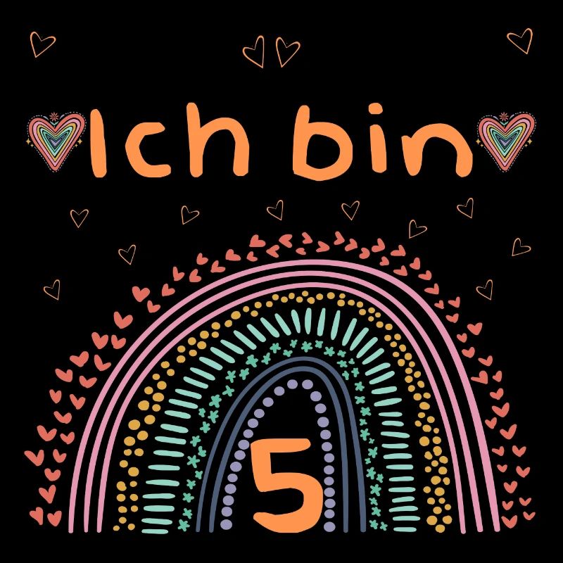 Kindergeburtstag Ich bin 5, Regenbogen Herz