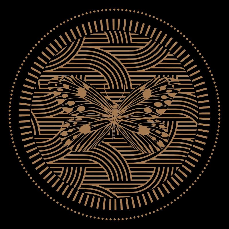 Golden butterfly with geometric patterns
