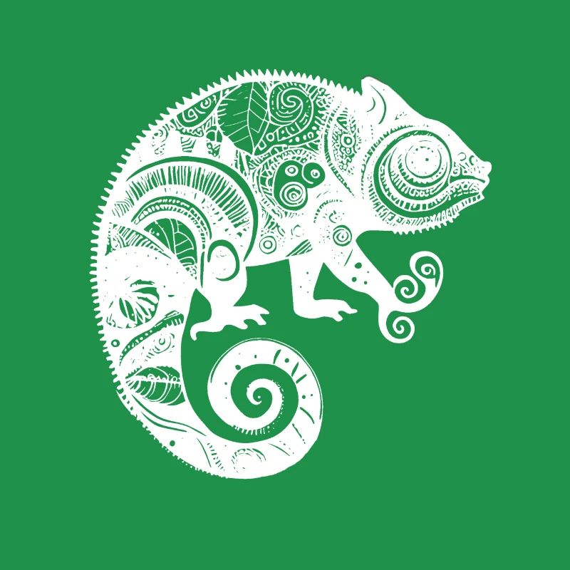 Chamäleon mit boho aztekischen Mustern