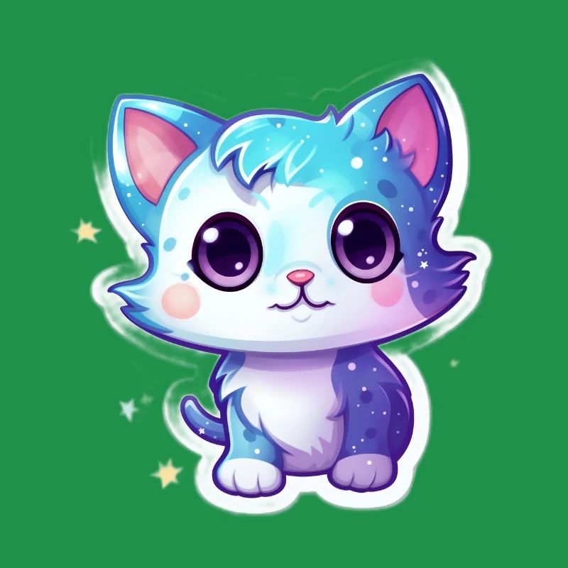 Mignon chat de dessin animé flottant dans l’espace