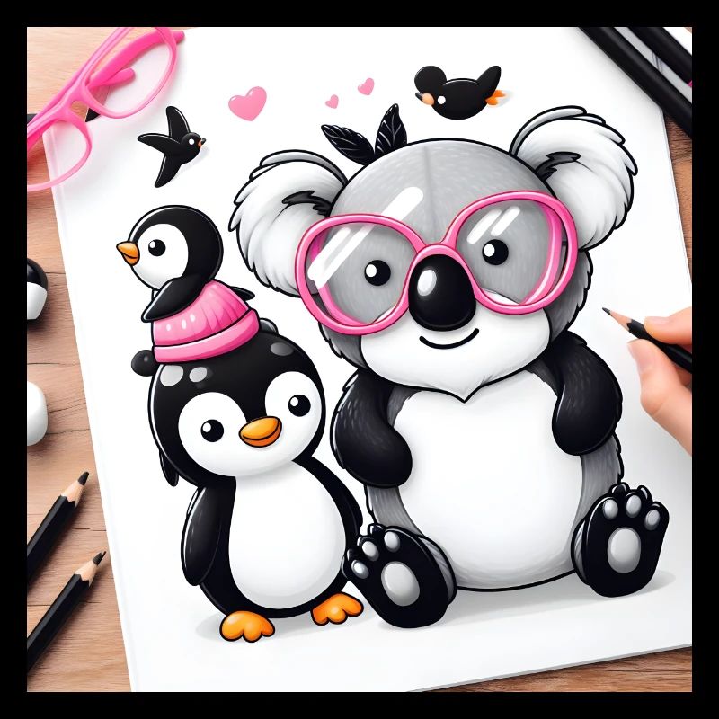 Koala et pingouin