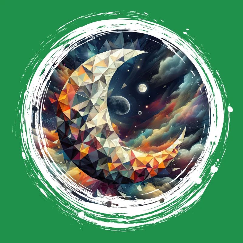 Moon Vector Triangles Space Nebula