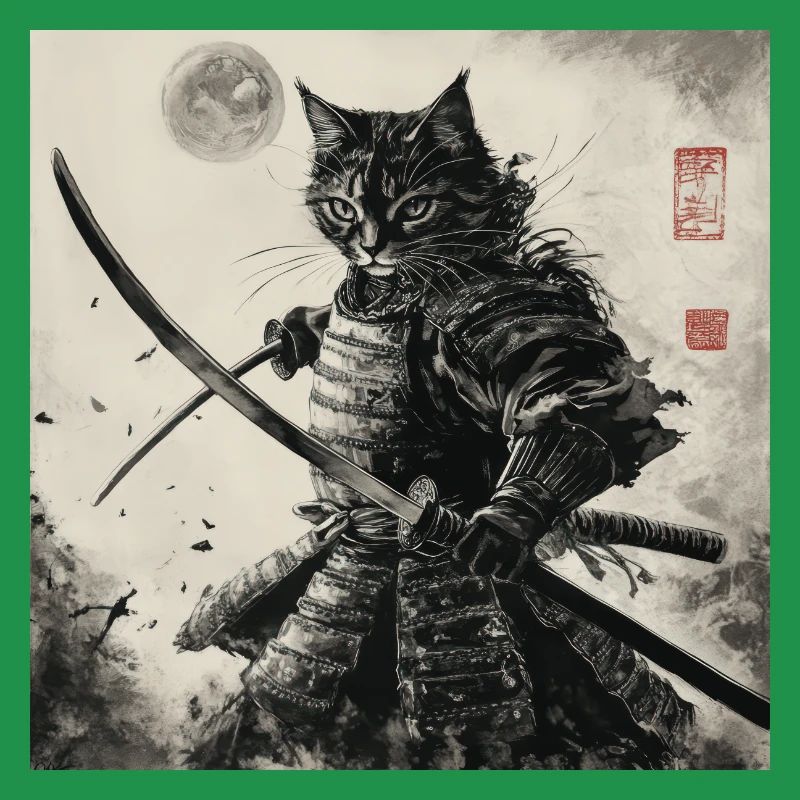 Katze Samurai Japan Ukiyo-E