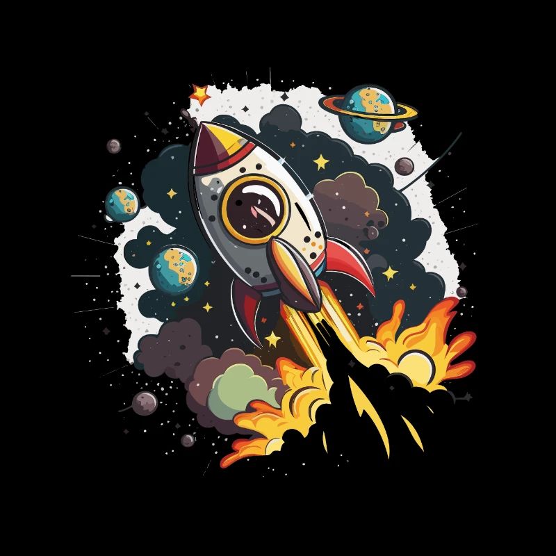 Cosmic Journey: Ein digitales Kunstwerk eines Raketenschiffs
