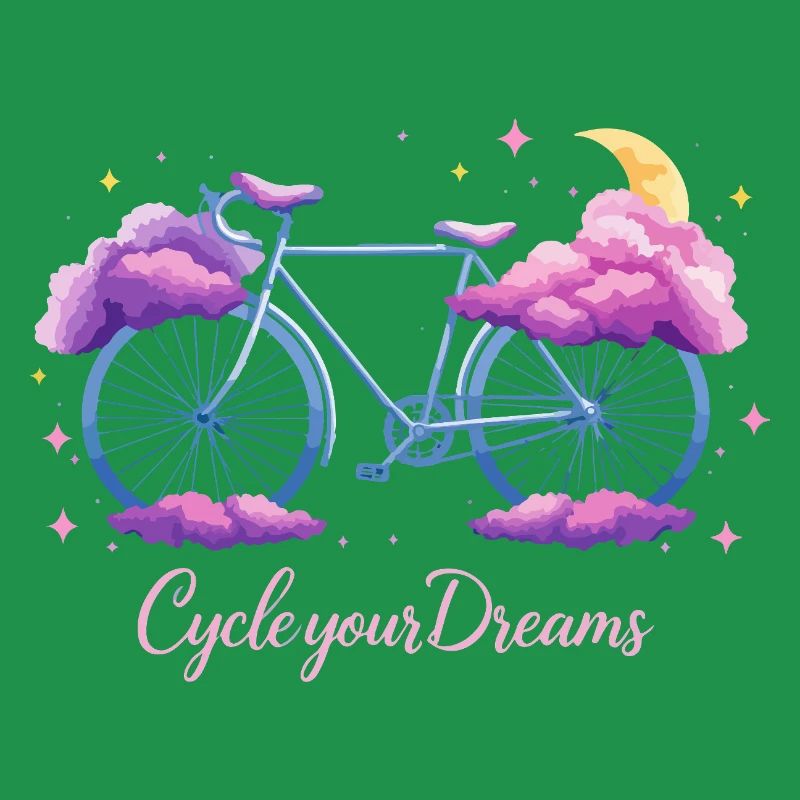 “Cycle Your Dreams” Cloud Bicycle Design with Moon