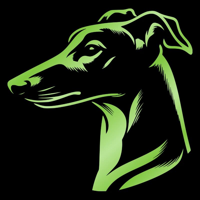 Greyhound Whippet, Dog Head, Drawing Green