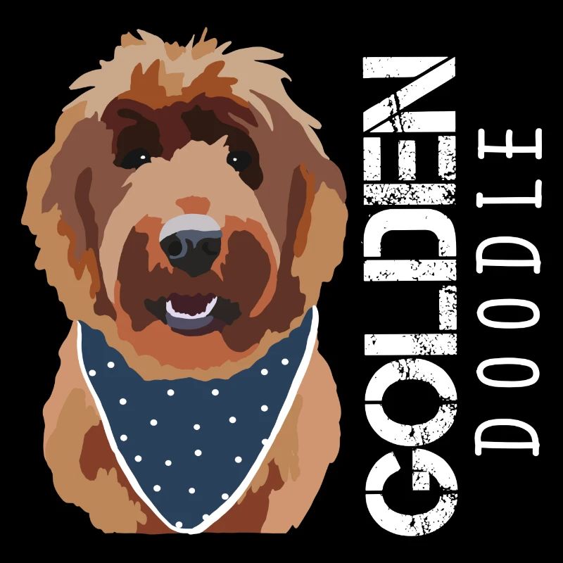 Goldendoodle with lettering