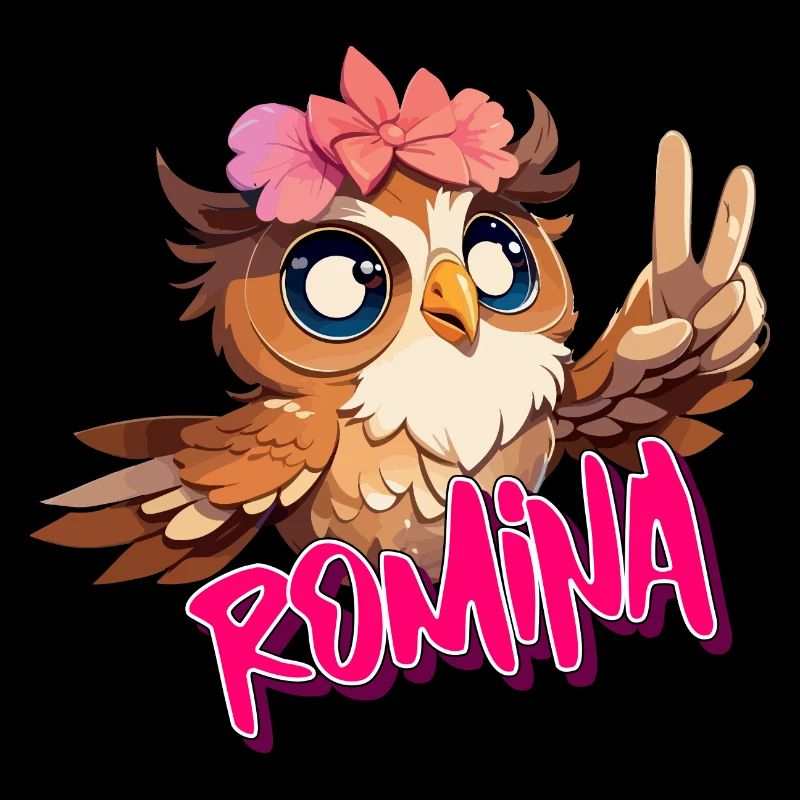 ROMINA - Schöner Mädchen Name mit süßer EULE