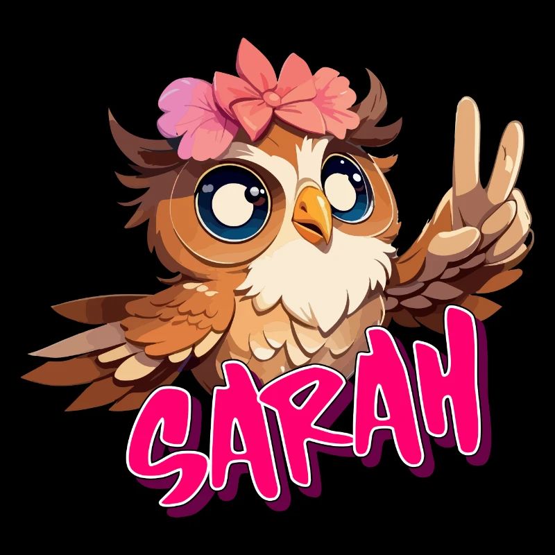SARAH - Schöner Mädchen Name mit süßer EULE