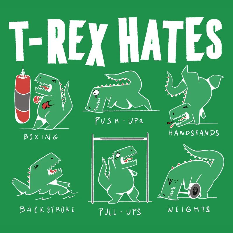 Funny T Rex Hates Boxing, Push UP, Pull ups