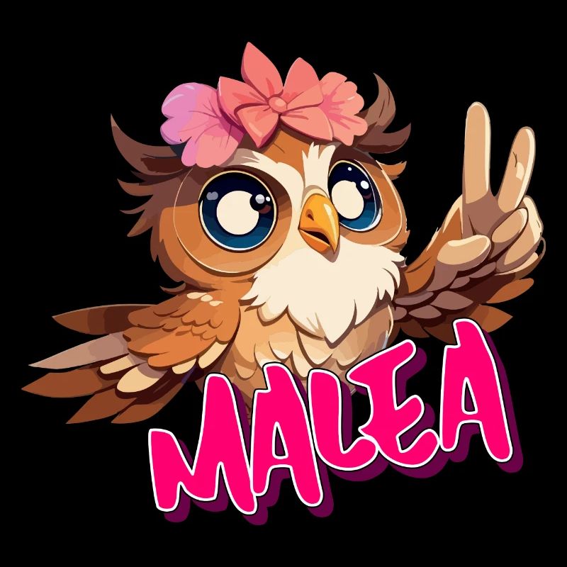 MALEA - Schöner Mädchen Name mit süßer EULE
