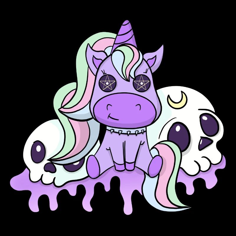 Pastell Goth gruseliges Hexen-Einhorn jetzt Gothic-Blase