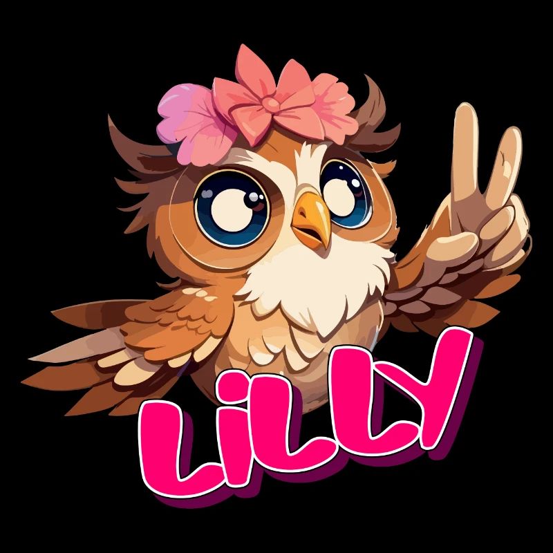 LILLY - Schöner Mädchen Name mit süßer EULE