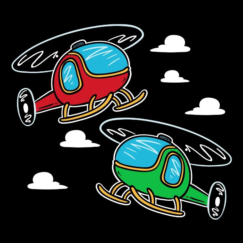 two small helicopters | pilot