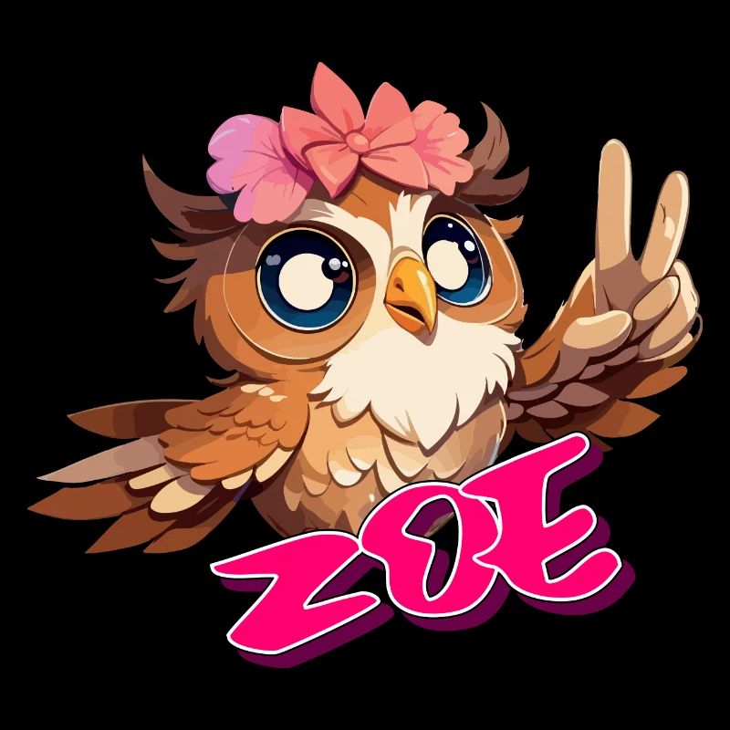 ZOE - Schöner Mädchen Name mit süßer EULE