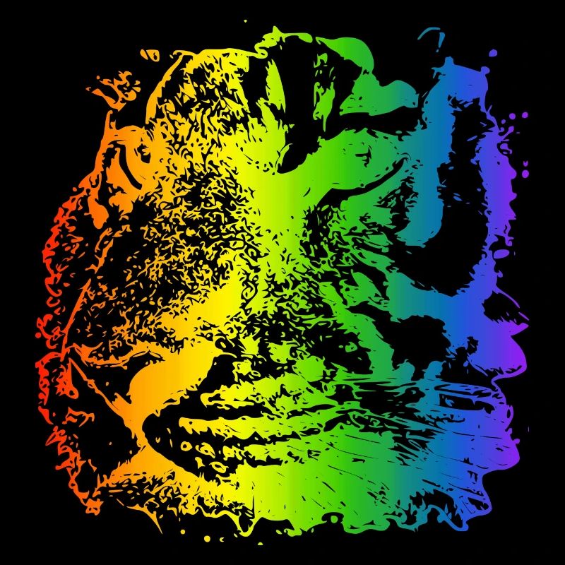 Regenbogen bunt Tiger Gesicht Tier Tigergesicht