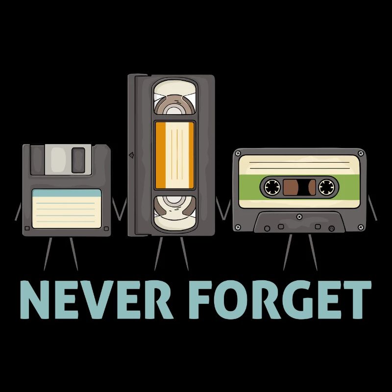 Never Forget Floppy Disk Video Tape Cassette