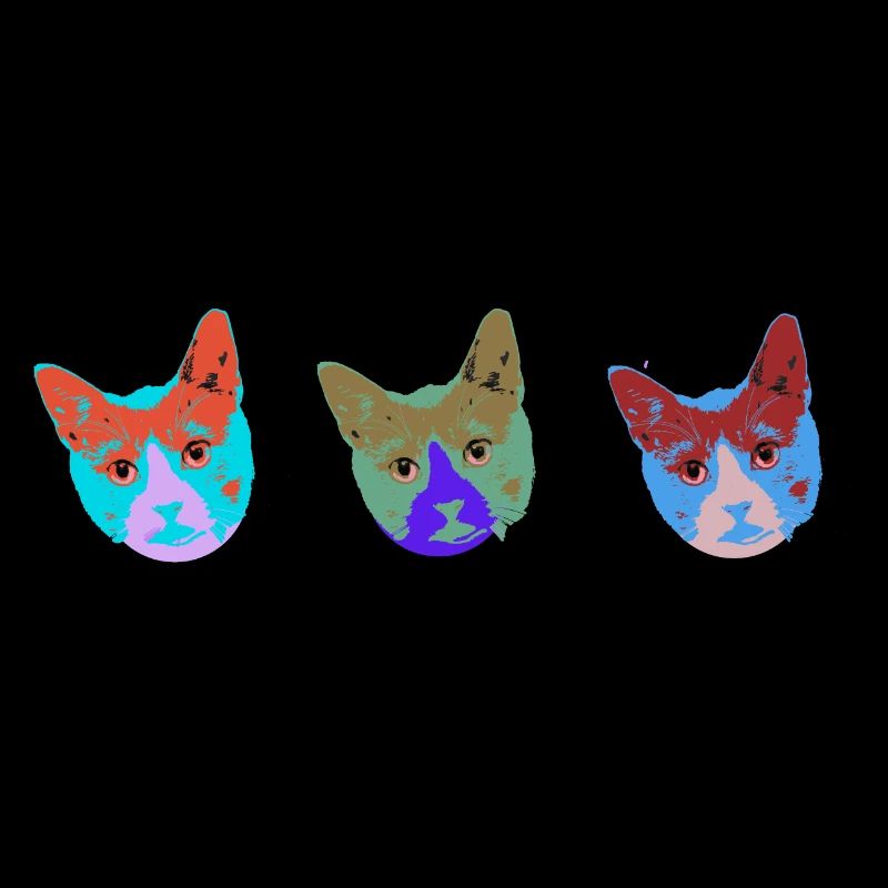 Visages de chat,3 chats,Warhol, Tête de chat,Chat