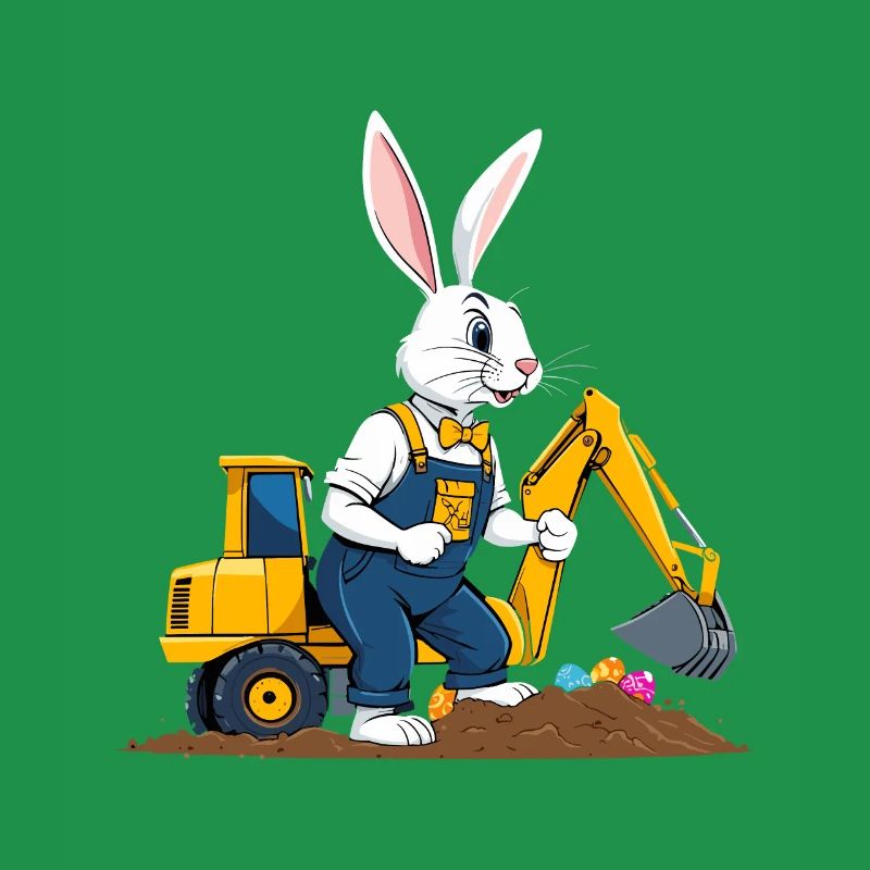 Easter Bunny Excavator Driver Easter Eggs Digging Funny