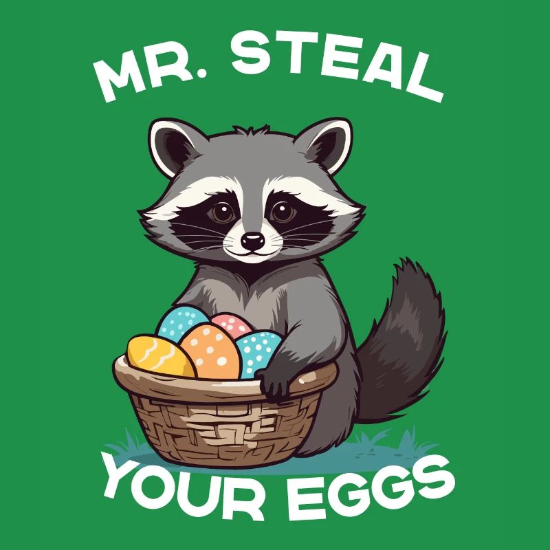 Funny Raccoon Eggs Thief Easter Saying