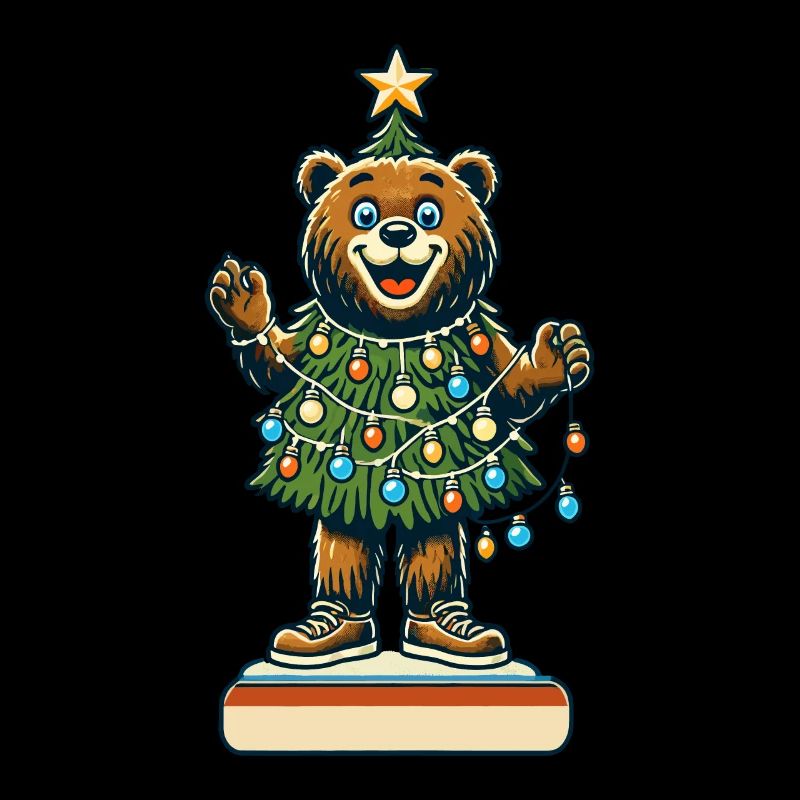 Fröhlicher Bär Mit Weihnachtslichtern