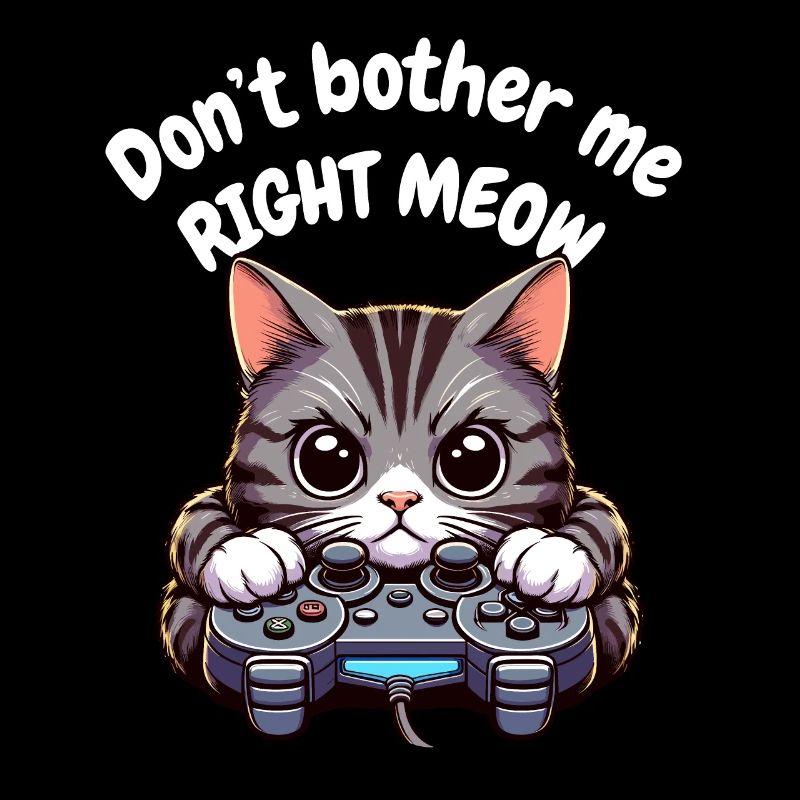 Video Game Katze Controller Gamer Zocken PC Lustig