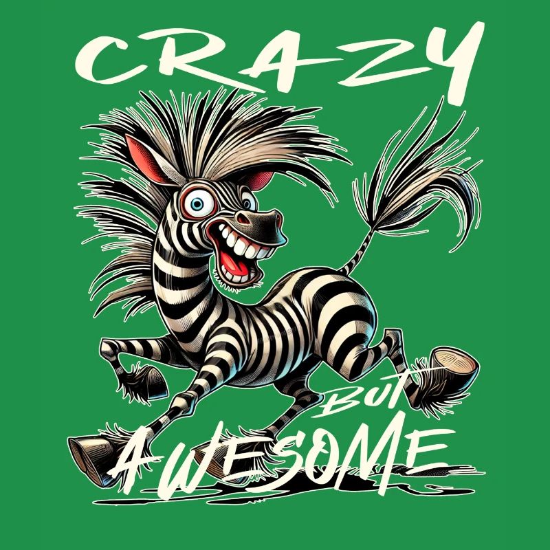Crazy but Awesome Zebra Comic Style