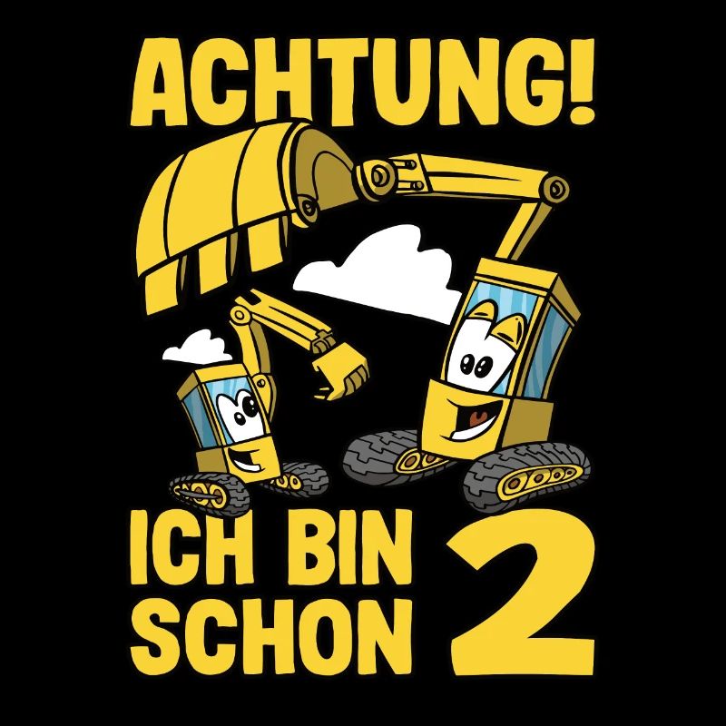 Bagger 2. Geburtstag Junge 2 Jahre Baustelle