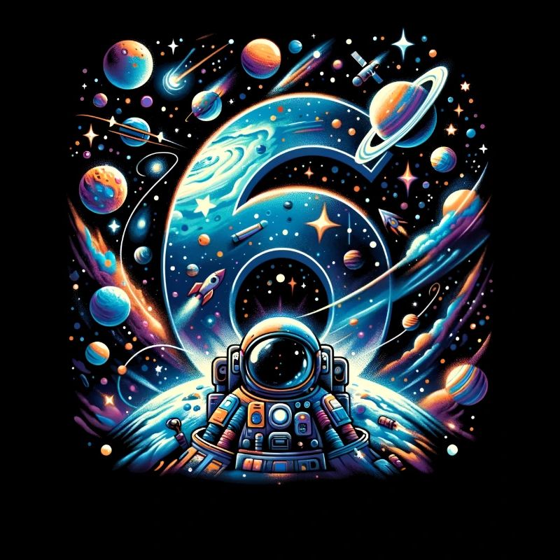 Astronaut 6th Birthday Space Boys 6 Years