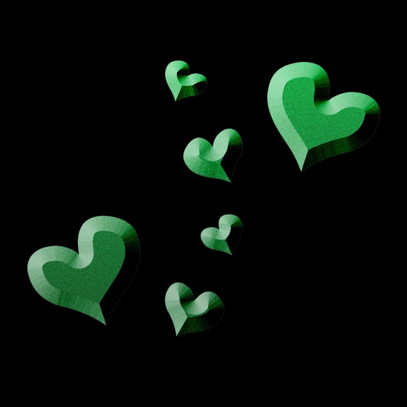 green heart pattern glitter