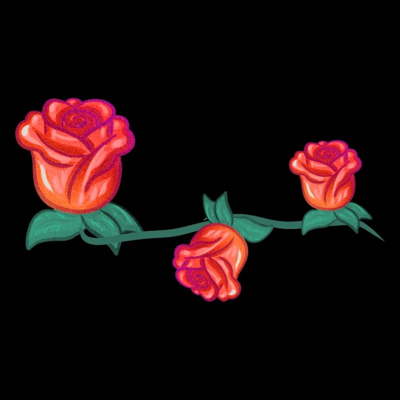 Red Plants Line Flower Rose Stroke