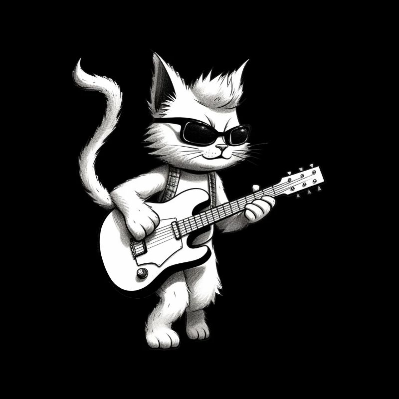 Cat playing guitar