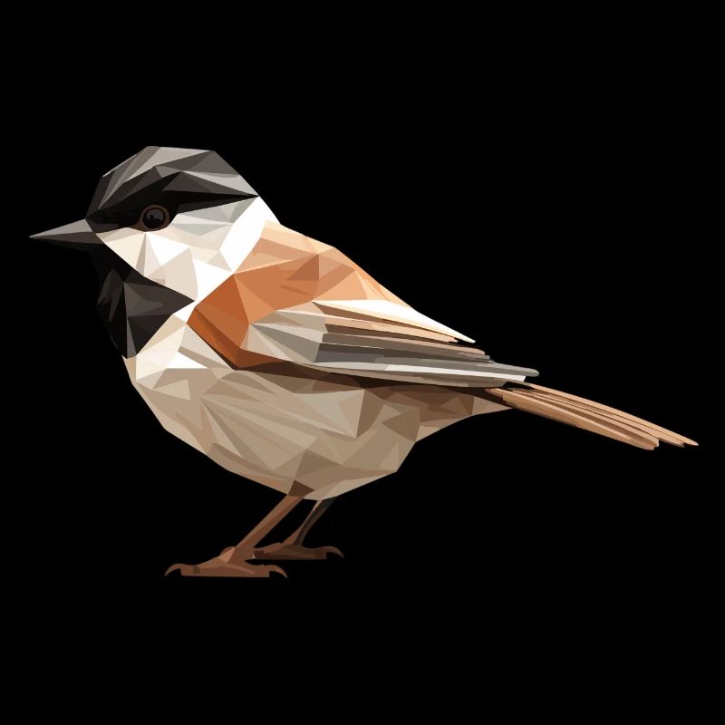 Chickadee bird low poly