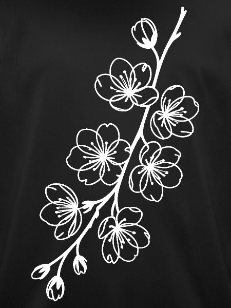 Sakura Linienkunst auf Schwarz