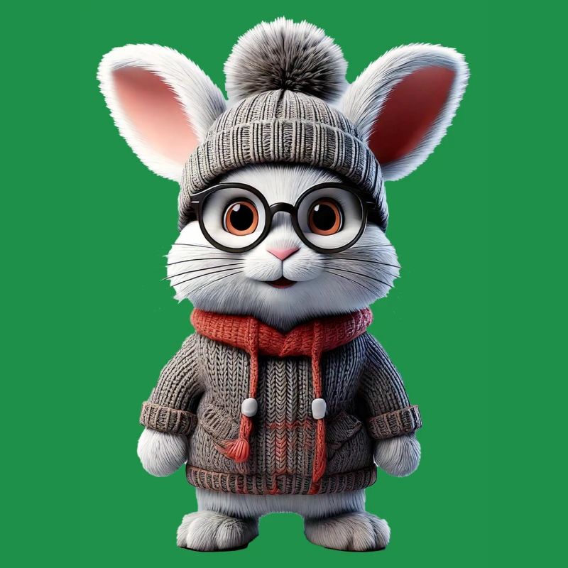 Süsses Kaninchen mit Strickpullover